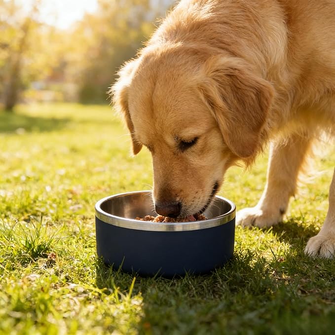 Non-Slip 42oz Stainless Steel Dog Bowl for Large Dogs – Heavy Duty, Dishwasher Safe & Rustproof, Extra Wide Base Prevents Tipping, Durable Pet Food & Water Feeder (Blue)