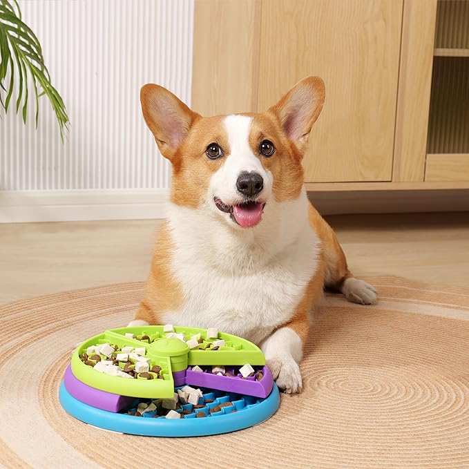 Dog Slow Feeder Bowl Food Puzzle - Interactive Game and Feeder With Layers Suitable for Small Medium Size Dogs