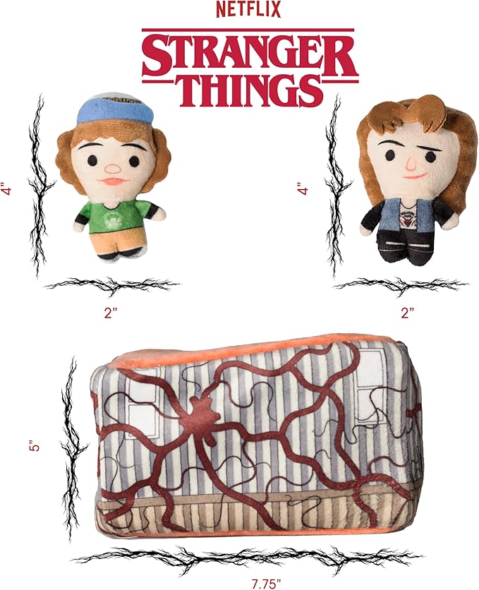 design LAB, Inc. Stranger Things Official Merchandise | Plush Nesting Toy for Dogs | Dustin & Eddie in Trailer | Cool Dog Toys Squeak and Hide for Indoor Interactive Play | Stranger Things Toys