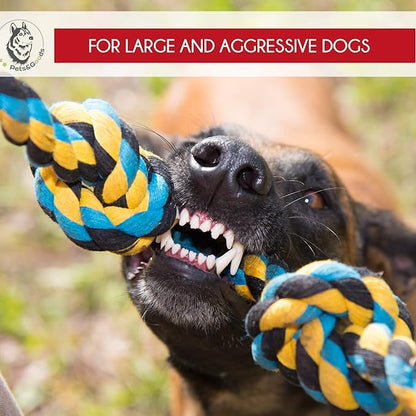 Pets&Goods Rope Chew Toys – 3-Pack Heavy-Duty Cotton Tug & Fetch Set for Large Dogs – Durable, Washable Rope Toys for Chewing & Dental Health