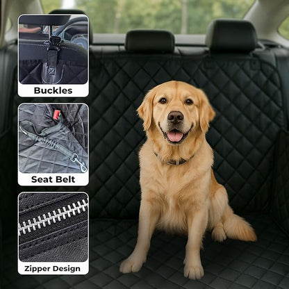 Dog Seat Cover for Back Seat – Heavy-Duty Dog Hammock for Car Seat Cover with Side Flaps – Waterproof, Scratch-Resistant, Non-Slip Dog's Car Seat Cover for Cars, Trucks & SUVs (Black)