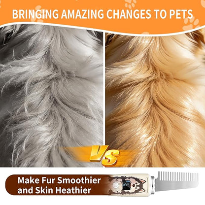 Ultrasonic Fur Care Comb for Pet, Vibration Atomization Conditioning Oil Comb for Dogs and Cats Shining Smoothing Hair
