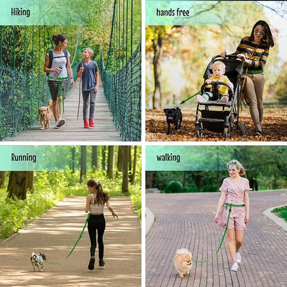 The Buddy System Hands Free Dog Leash, Adjustable Leash for Running, Jogging, Training and Service Dogs, Great for Small, Medium and Large Dogs, Made in USA (Green, Small Dog System (Large Belt))