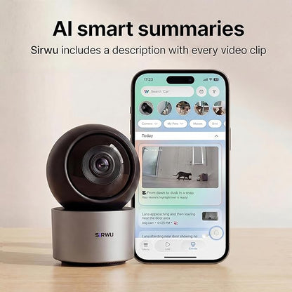AI Pet Camera Indoor with Phone App, Dog Camera with Speaker, Multi-Pet Recognition & AI Day Summary, 2K 3MP Cat Camera for Indoor, 360° Auto Tracking, Night Vision, 2-Way Talk, WiFi 2.4G/5G