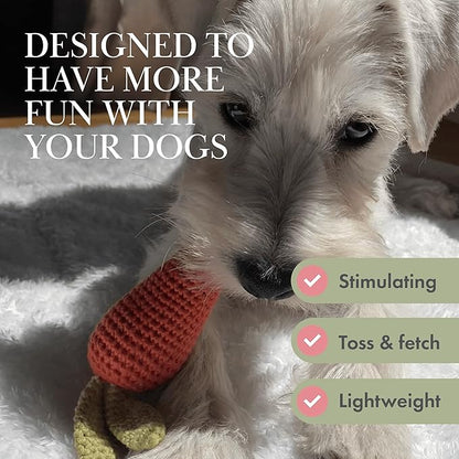 Nina Woof Organic Cotton Squeaky Dog Toy Set – Fruits & Veggies Pack