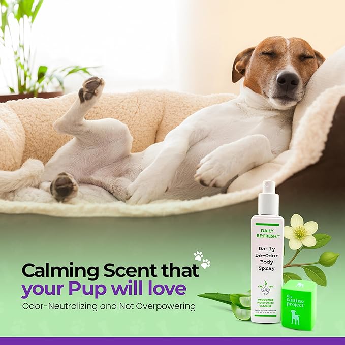 Hydrating Daily Dog Deodorant Spray – Gentle Between Bath Cleansing & Deodorizing Spray for Grooming Dry & Sensitive Skin – Extends Between Bath Time During Cold Weather