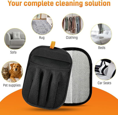 3pcs Pet Hair Removal Set for Dogs & Cats (2 Gloves + 1 Lint Scraper) – Electrostatic Five-Finger Magic Brush for Clothes, Sofa, Carpets, Bedding & Car Mats