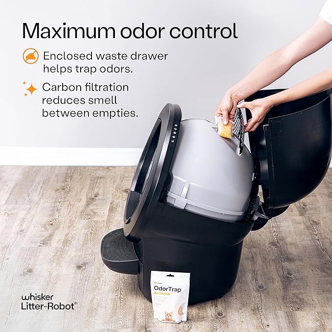 Litter-Robot 4 Supply Bundle by Whisker, Black - Automatic, Self-Cleaning Cat Litter Box, Includes Litter-Robot 4, 3 OdorTrap Refills, 10 Liners, 30 Cleaner Wipes, & 2 Carbon Filters