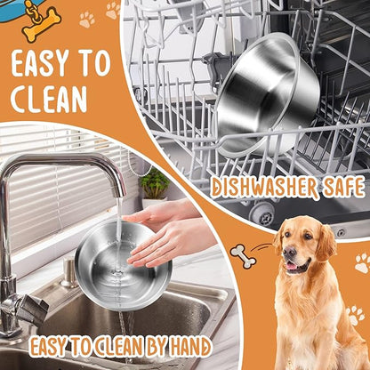 Yahenda 6 Pcs Stainless Steel Metal Dog Bowls Bulk Replacement Basic Thickened Pet Bowls for Small Medium Large Dogs, Dishwasher Safe(8.3 Inch)