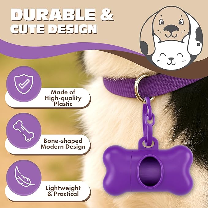 PETTHENTIC Biodegradable Dog Poop Bags with Leash Holder & Dispenser, 240 Count - Lavender Scented, Extra Thick Leak-Proof Cornstarch Waste Bags for Dogs, 16 Rolls, Eco-Friendly Compostable