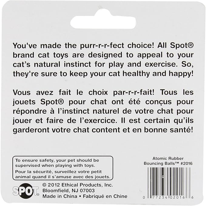 SPOT Ethical Atomic Bouncing Ball Cat Toy, 2-Piece (Colors May Vary) (Pack of 4)