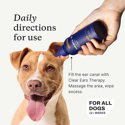 PetLab Co. Clear Ears Therapy Ear Cleaner for Dogs - Supporting Yeast, Itchy Ears & Healthy Ear Canals - Alcohol-Free Dog Ear Wash - Optimized Dog Ear Cleaner Solution - 4 oz. Pack of 2