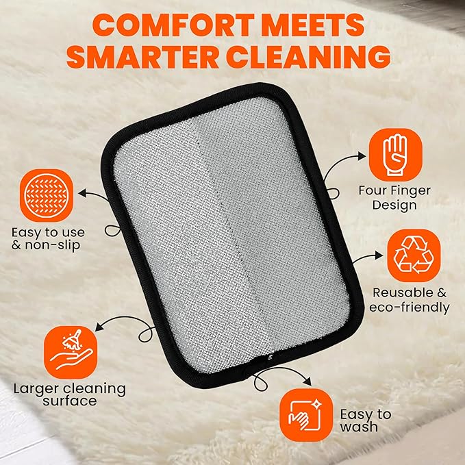 CALMZY Pet Hair Remover Gloves for Dogs & Cats Newly Upgraded Four Finger electrostatic Magic Brush Easy to Use On Bedsheet,Carpet,Cloth,Sofa,Couch,Blanket and Multifunctional Grooming Pet Gloves
