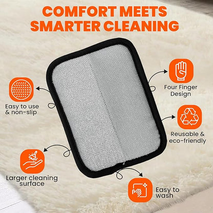 CALMZY Pet Hair Remover Gloves for Dogs & Cats Newly Upgraded Four Finger electrostatic Magic Brush Easy to Use On Bedsheet,Carpet,Cloth,Sofa,Couch,Blanket and Multifunctional Grooming Pet Gloves