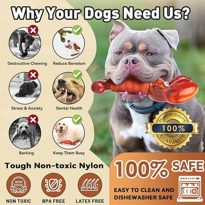 Squeaky Dog Toys for Aggressive Chewers for Large Dogs, Interactive Chew Toys to Keep Them Busy, Indestructible Toys, Tough Toys for Medium Large Dogs (Red)