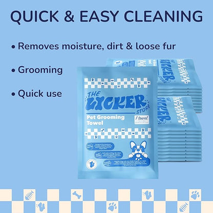 PWP1007A-20SET Dog Bath and Grooming Towels, Ultra-Absorbent & Soft Pet Wipes for Paws, Body and Butt, Hypoallergenic & Cruelty-Free, Alcohol-Free, 5.1" x 7.1", 20 Count