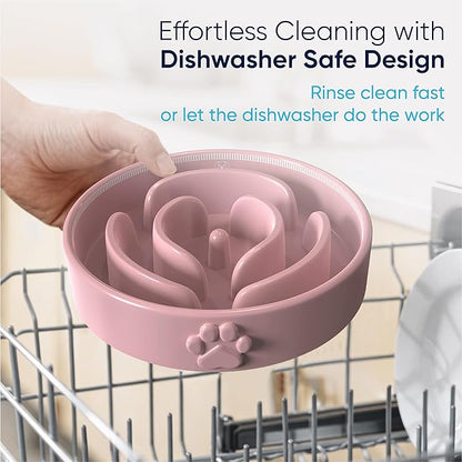 Slow Feeder Dog Bowls – Dog Bowl Slow Feeder – Microwaveable Dog Slow Feeder for All Breeds – Lead and BPA-Free Ceramic Pet Bowl – Pet Feeder for Fast Eaters