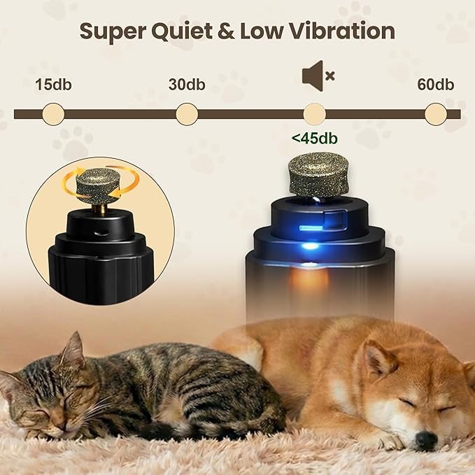 2-in-1 Dog Nail Clippers & Cat Nail Clipper with 2 LED Lights, USB Rechargeable with Safety Guard, Low Noise Grooming Tool for Small, Medium & Large Dog and Cat Nail Trimmer (Black)