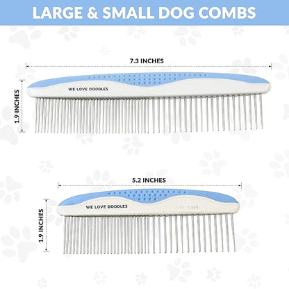 We Love Doodles Flea Comb for Dogs and Metal Dog Grooming Comb | Dog Face Comb | Fine Tooth Tear Stain Remover Metal Comb | Removes Tangles & Matts | Dematting Pet Combs | Detangler for Matted Hair