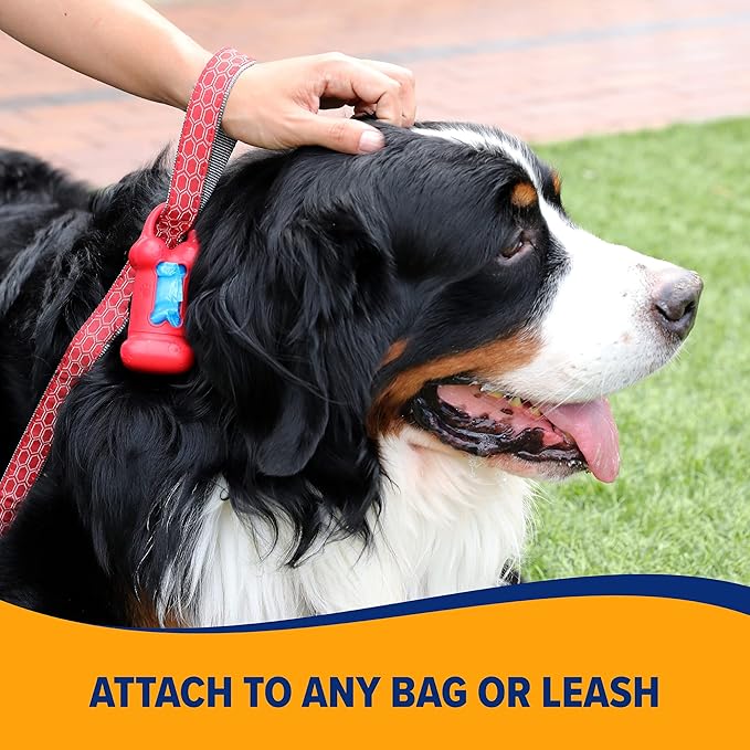 Arm & Hammer Dog Bone Shape Poop Bag Dispenser With 30 Count Dog Poop Bags With Activated Baking Soda; 9 x 14 Inches; Assorted Colors