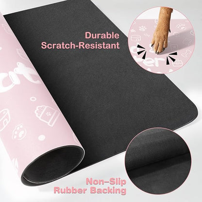Pet Feeding Mat,Dog Cat Mat for Food and Water,Dog Bowl Waterproof Placemat with Rubber Backing,Absorbent Quick Dry Water Dispenser Mat for Pet（Pink 12"×18"）