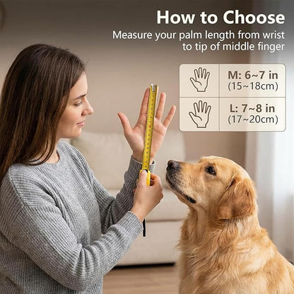 Pet Grooming Gloves for Cats & Dogs, Silicone Pet Hair Removal Glove for Bathing, Shedding & Massage, Gentle Cat & Dog Grooming Glove for Long & Short Hair Pets（Grey-Large）