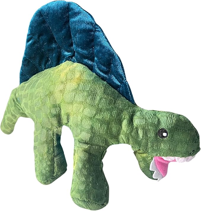 7" Squeaky Plush Toy for Puppies Small Dogs Self Etertainment Washable Soft Made [PET ONLY] (Green & Blue Dinosaur)