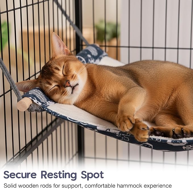 Reversible Cat Hanging Hammock 2 Pieces Soft Pet Cage Hammock with Adjustable Straps and Metal Hooks Double Sided Hanging Bed for Small Rabbits Ferret Cat