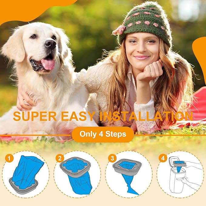 2 IN 1 Genie Refill Bags for Dog Cat 2 Pack - Total 56FT Lasts Up to 8 Months - Superior Odor Control for Dog Poop Cat Litter Bags - Pet Waste Refill Bags Fits Pet Genie and Litter Genie Pails