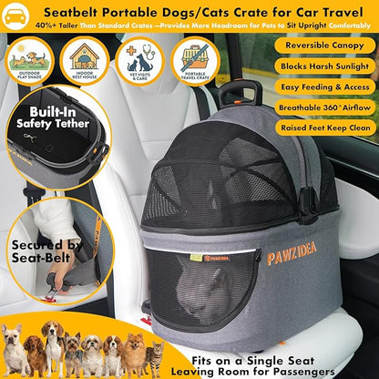 PAWZIDEA Double Pet Stroller with 2 Detachable Carrier, Lightweight Portable Travel Crate & Car Seat Combo & TSA-Approved Expandable Carrier, Foldable Jogger Stroller for 2–4 Cats or Small/Medium Dogs