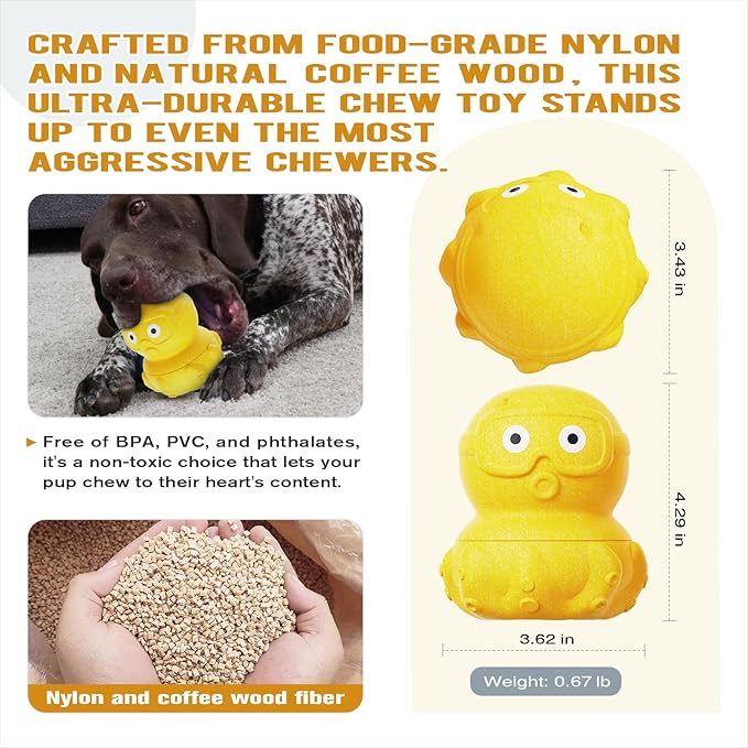OYR Frozen Dog Treat Dispensing Chew Toy for Aggressive Chewers to Keep Them Busy, Ice Cream Holder Freeze Bone with Mold Cups, Fillable Cognitive Licking Toy (Yellow)