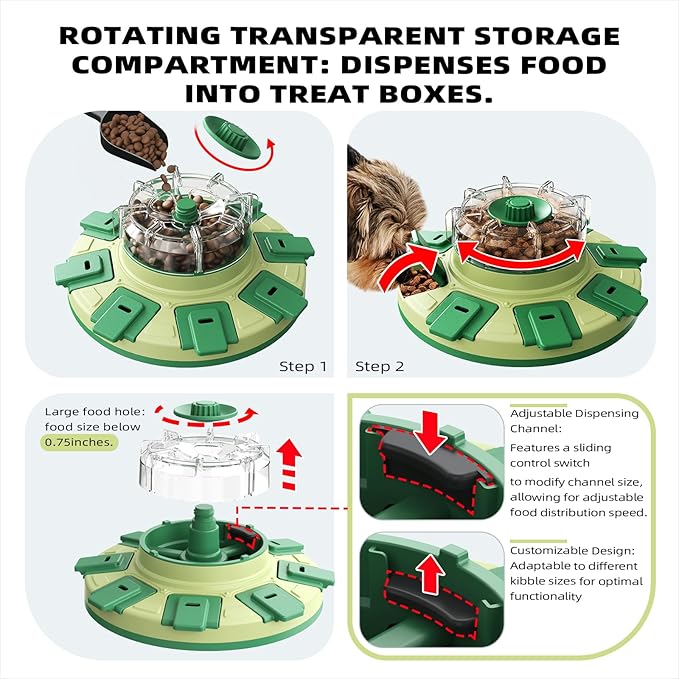 KADTC 2 Levels of Challenge Dog Puzzle Feeder Toy U.S. Brand & Design Spin-to-Release Treat Dispenser For Small Medium Large Dogs Boredom Buster Mental Stimulation Enrichment Slow Feeding Puzzles Toys