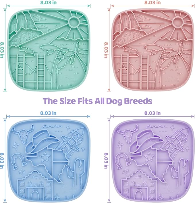 Puzzle Feeder Dog Lick Mat,Freezable Dog Enrichment Toys for Mental Stimulation and Anxiety Relief, Silicone Lick Mat for Dogs and Cats, Dog Slow Feeder that Supports All Types of Food, Purple