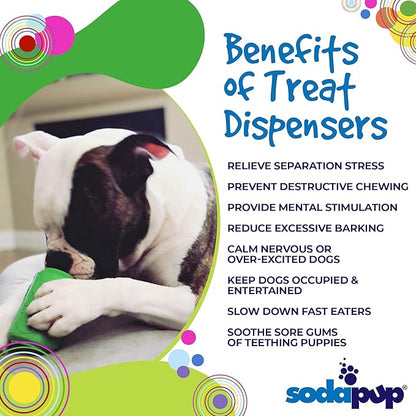 SodaPup Soda Can – Durable Dog Treat Dispenser & Chew Toy Made in USA from Non-Toxic, Pet Safe, Food Safe Natural Rubber Material for Mental Stimulation, Problem Chewing, Calming Nerves, & More