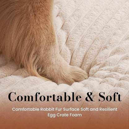 Dog Beds for Extra Large Sized Dog, Orthopedic Pet Bed with Waterproof Lining, Soft Short Plush Surface & Egg Crate Foam, Machine Washable Pet Mat with Removable Cover & Anti Slip Bottom