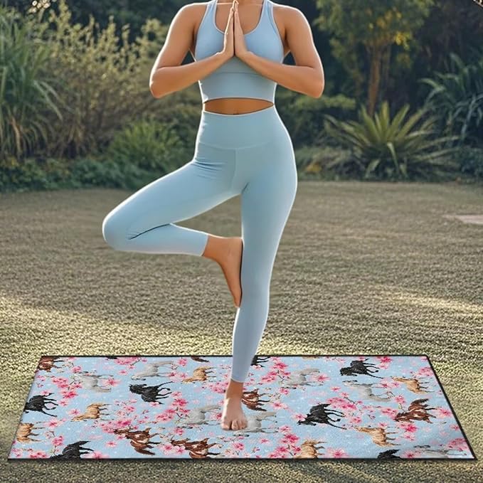 SEANATIVE Horse Flowers Sweat Towel Seat Cover, Car Seat Towel Protector, Car Seat Cushion Covers for Trucks SUV Jeep, Universal Seat Covers for Gym, Running, Swimming