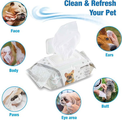 110 Pack Pet Grooming Wipes - Large & Extra-Large Sizes - Lavender, Aloe, & Unscented Variations - Hypoallergenic & Extra Durable - Perfect for Dogs & Cats, 6"x8"