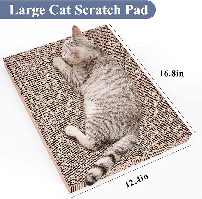 Cat Cardboard Scratcher Refill,Pet Scratch Pad Replacement Reversible Corrugated Board for Cat Box Bed