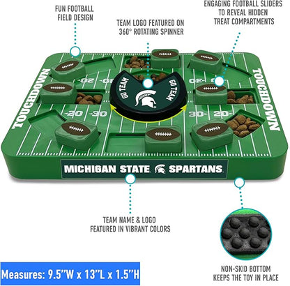 Pets First NCAA Michigan State Large Puzzle Toy, New Size, Interactive Dog Treat & Slow Feeding Toy