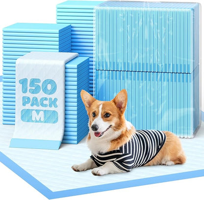 Puppy Pads - Super Absorbent & Spill-Proof Pee Pads for Dogs with 6-Layer Material, Quick-Dry Potty Pads for Floors, Furniture, Vehicle, 22" × 22", 150 Packs