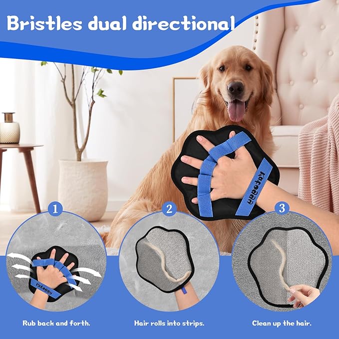 Pet Hair Removal Glove for Dog and Cat, Upgraded 5-Finger Electrostatic Pet Hair Remover, Reusable and Easy Cleaning, Effortlessly Remove Hair from Clothing, Couch, Carpet, Car Seat and Furniture
