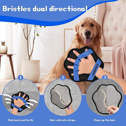 Pet Hair Removal Glove for Dog and Cat, Upgraded 5-Finger Electrostatic Pet Hair Remover, Reusable and Easy Cleaning, Effortlessly Remove Hair from Clothing, Couch, Carpet, Car Seat and Furniture