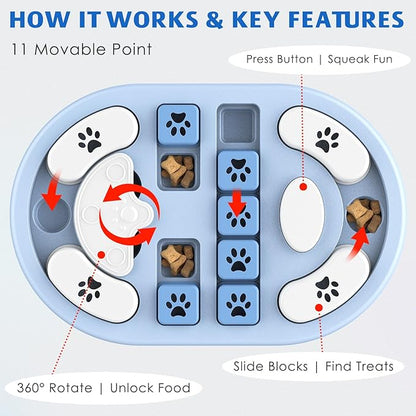 Dog Puzzle Toy, Interactive Treat Puzzle for IQ Training & Mental Stimulation, Non-Slip Slow Feeder Enrichment Boredom Buster for Puppies Small Medium Large Dogs Cats, Gray Gift