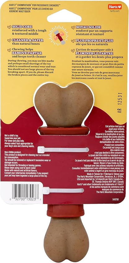 Hartz Chompathon Diamondbite Bone Dog Chew Toy for Aggressive Chewers, Double Layered Flavored with Chicken & Peanut Butter