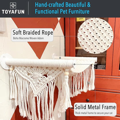 Cat Wall Shelves, Perches, Hammocks, Beds - Solid Metal Frame for Sleeping, Playing, Climbing, Lounging