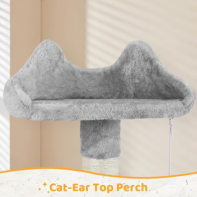 Yaheetech | 54in Cat Tree | Multi-Level Cat Tower w/Spacious Perch, Cozy Condo and Hammock, 3 Scratching Posts, Interactive Toy | Sturdy Pet Furniture | for Indoor Kittens to Large Cats | Light Gray
