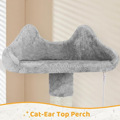 Yaheetech | 54in Cat Tree | Multi-Level Cat Tower w/Spacious Perch, Cozy Condo and Hammock, 3 Scratching Posts, Interactive Toy | Sturdy Pet Furniture | for Indoor Kittens to Large Cats | Light Gray