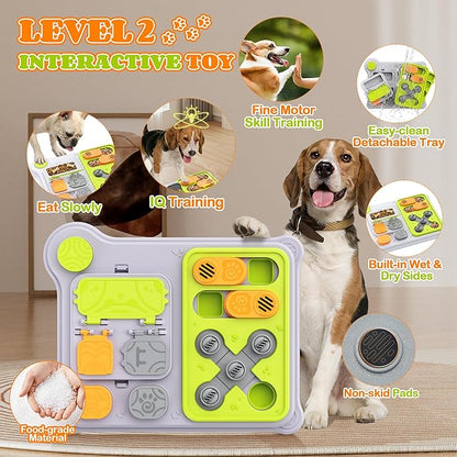 Dog Puzzle Toy Slow Feeder, Interactive Dog Toys for IQ Training & Mental Stimulation, Easy Clean Detachable Tray Non-Slip Base, Enrichment Toys for Small Medium Dogs, Green