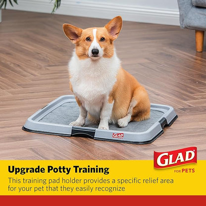 Glad for Pets Puppy Potty Training Pad Holder for Disposable Pads - Puppy Potty Tray, Dog Potty Training Tools for Indoor Pee Pad Station, Potty for Dogs - Fits 23" x 23" or 17.5" x 23.5" Pads