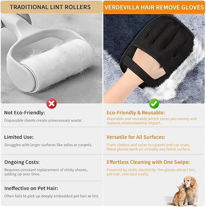 3/4PCS Pet Hair Removal Glove for Cats & Dogs,Upgraded Five-Finger Electrostatic Pet Hair Remover Glove, Reusable Magic Brush Pet Hair Removal Tool for Laundry, Couch, Carpet & Car Seat (black 3pcs)